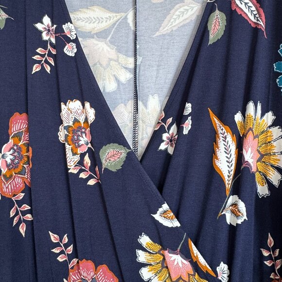 NWT Old Navy 3X NAVY Floral Faux Wrap Dress - Picture 4 of 15